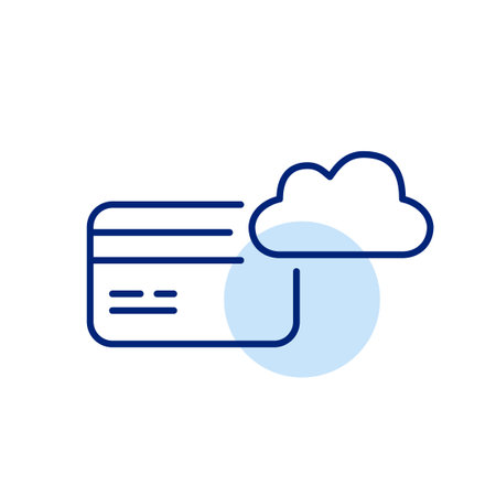 Credit card and cloud. Secure payment storage, online or cloud-enabled purchases. Pixel perfect, editable stroke vector iconのイラスト素材