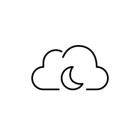 Cloud and crescent moon. Night time data sync. Online file storage. Pixel perfect, editable stroke vector iconのイラスト素材