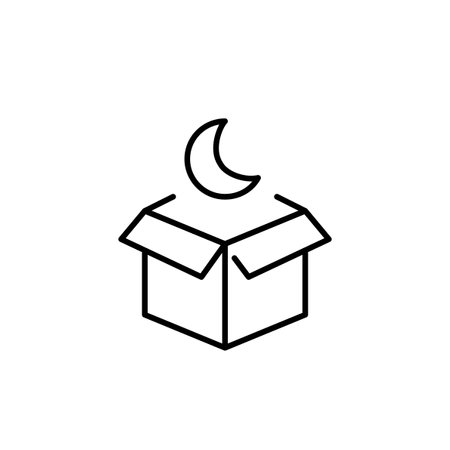 Parcel box and moon. Overnight delivery, fast shipment. Pixel perfect vector iconのイラスト素材