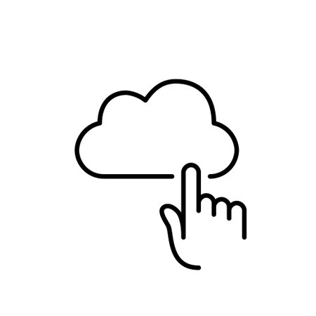 Cloud and finger click. Instant remote storage data access. Pixel perfect, editable stroke vector iconのイラスト素材
