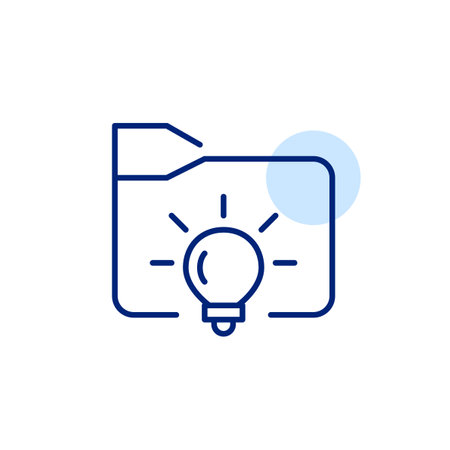 File folder with light bulb. Innovative data storage solutions. Pixel perfect, editable stroke vector iconのイラスト素材