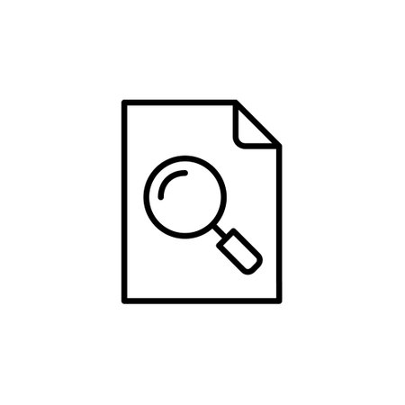 File and magnifying glass. Data investigation, file search. Pixel perfect, editable stroke vector iconのイラスト素材