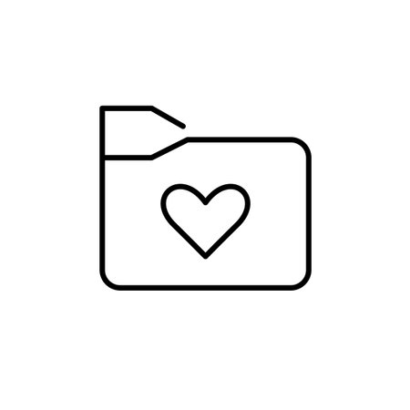 File folder with heart. Add documents to favorite. Pixel perfect, editable stroke vector iconのイラスト素材