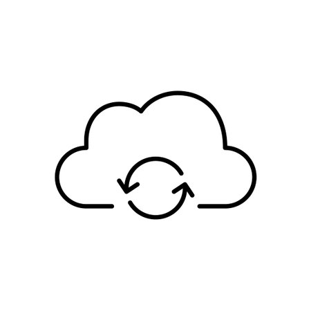Cloud sync, renewed membership, file backup or data recovery in remote storage. Pixel perfect, editable stroke vector iconのイラスト素材