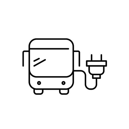 Electric bus. Green urban mobility, sustainable transportation. Pixel perfect, editable stroke vector iconのイラスト素材