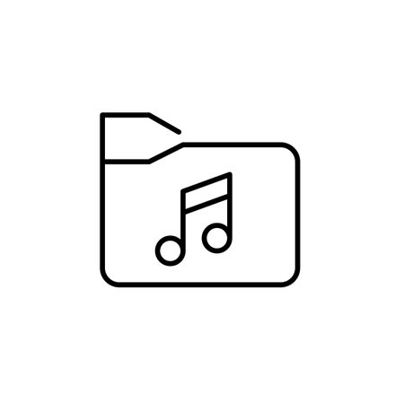 File folder with musical note. Music library. Song storage. Pixel perfect, editable stroke vector iconのイラスト素材