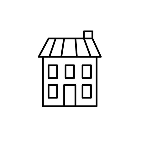 Semi-detached European style two storey house. Real estate, home ownership and building. Pixel perfect, editable stroke vector iconのイラスト素材