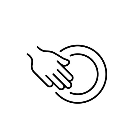 Hand washing dishes. Household chores. Pixel perfect, editable stroke vector iconのイラスト素材