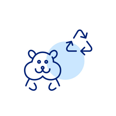 Hamster and recycling arrows. Sustainable living, eco-friendly products for pets. Pixel perfect, editable stroke vector iconのイラスト素材
