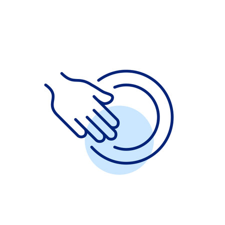 Hand washing dishes. Household chores. Pixel perfect, editable stroke iconのイラスト素材