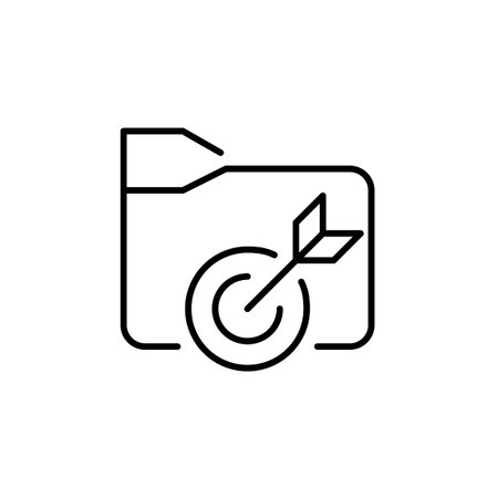Arrow hitting target on file folder. Pixel perfect, editable stroke vector iconのイラスト素材