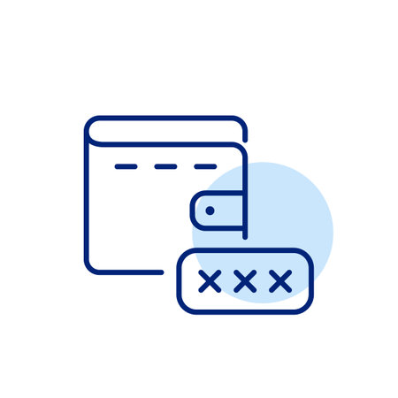 Wallet and password. Secure payments and financial transactions. Pixel perfect, editable stroke vector iconのイラスト素材