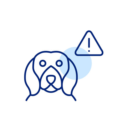 Urgent pet care reminder, dog safety and health risks alerts. Pixel perfect, editable stroke vector iconのイラスト素材