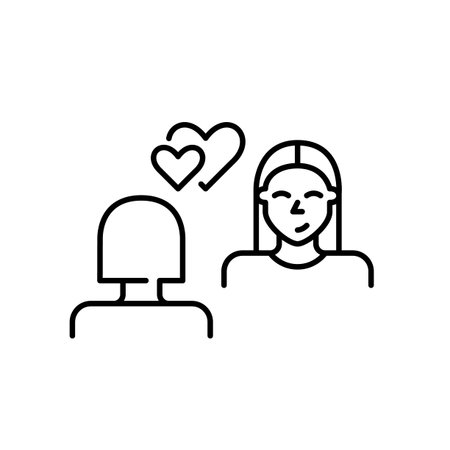 Two girls on a romantic date. Women love relationships. Pixel perfect, editable stroke vector iconのイラスト素材
