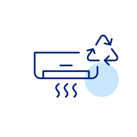 Air conditioner and recycling arrows. Sustainable cooling cycle, eco-friendly efficient air purification. Pixel perfect, editable stroke vector iconのイラスト素材