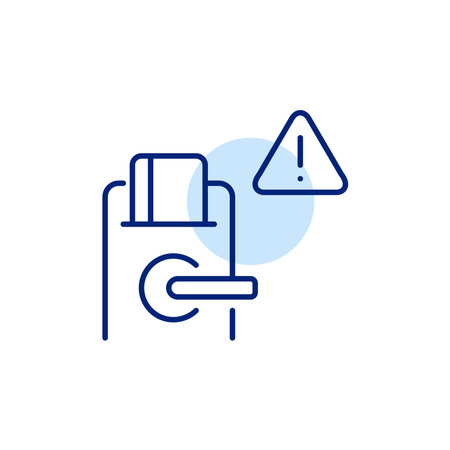 Digital door lock and security alert. Failed access attempt. Pixel perfect, editable stroke vector iconのイラスト素材