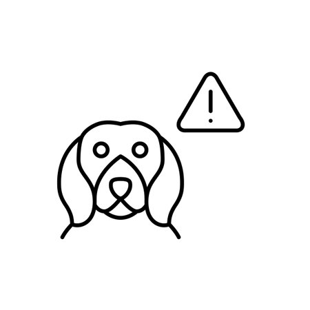 Urgent pet care reminder, dog safety and health risks alerts. Pixel perfect, editable stroke vector iconのイラスト素材