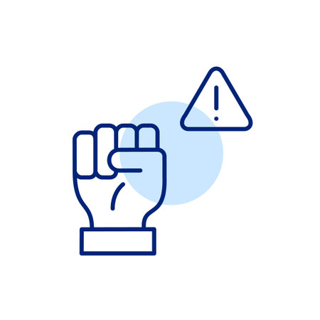 Activism risk notification, potential conflict danger warning. Pixel perfect, editable stroke vector iconのイラスト素材