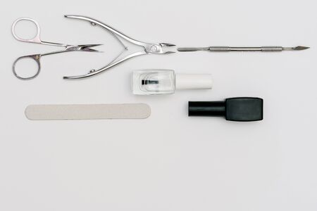 Set for manicure and Pedicuru on white backgroundの写真素材