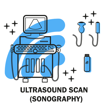 Ultrasound machine isolatedのイラスト素材