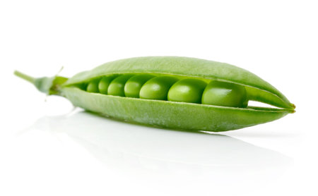 fresh green pea in the pod isolated on white background