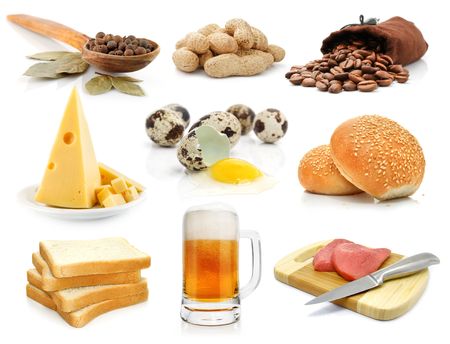 foods assortment isolated on white backgroundの写真素材