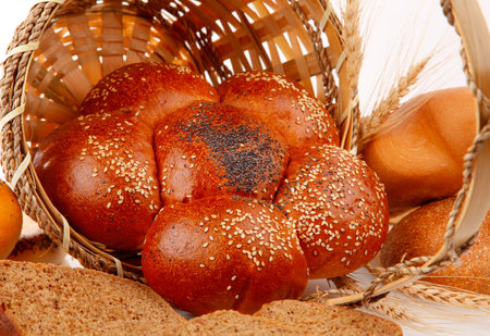 fresh bread with corn in the basket
