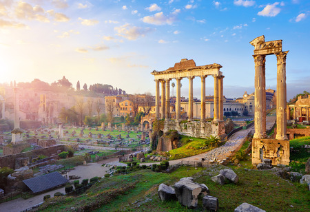 Roman Forum in Rome, Italy. Antique structures with columns.の写真素材