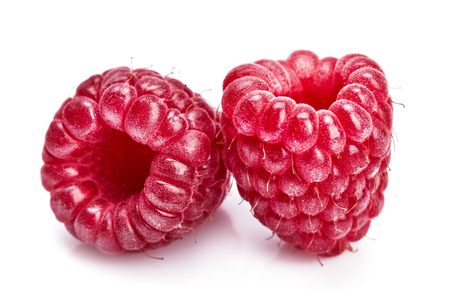 Raspberry berry. Healthy food fresh fruit, isolated on white background.の写真素材