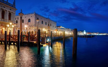 Evening Venice Italy. View with water at Doges Palace.の写真素材