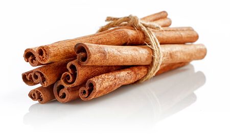 Sheaf stick cinnamon. Spice and Isolated on white background.の写真素材