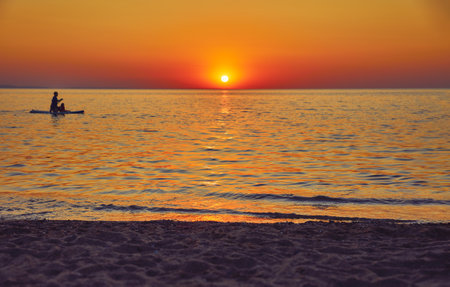 Greece Chalkidiki. Picturesque sunset at coast Aegean seaの写真素材