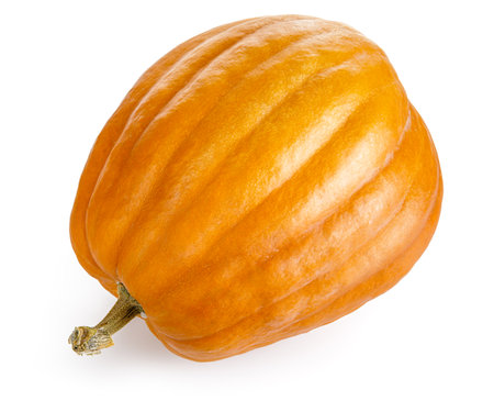 Yellow pumpkin vegetable isolated on white backgroundの写真素材