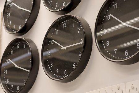 Set of clockfaces on white background. Concept of time management