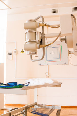 Medical linear accelerator in the therapeutic oncology.Procedure of ultrasound examination....
