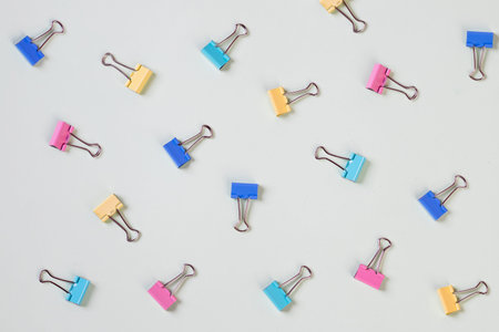 office concept,set of colorful paper clips isolated.business creativity concepts.Flat lay design....