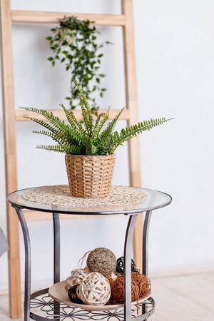 Mock up ,Stylish minimalistic white marble table workplace with supplies, house plant. copy space for product display montage.の写真素材