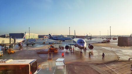 3 March,2020, Moscow, Russia.Canceled flights due to the spread of the coronavirus, pandemic covid...