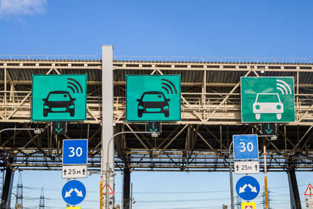 Point payment of travel on toll road with riding vehiclesの写真素材