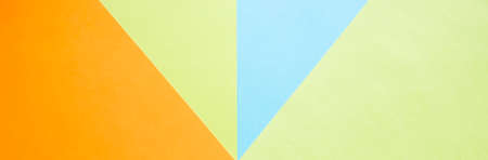 Color papers geometry flat composition background with green, orange and blue tones.New Minimal Flat design. Colorful new Paper modern background. Bright colors for fresh and modern graphics.の写真素材