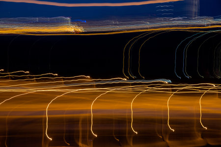 Abstract background of night light on street , long exposure shot.Abstract motion speed.Long-exposed...