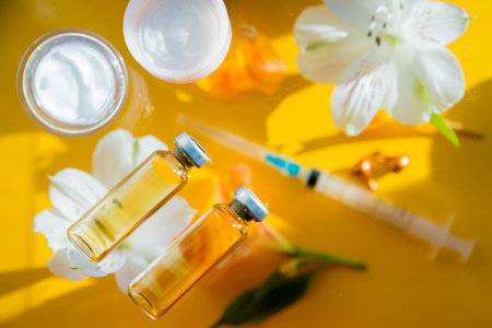 Glass Medicine Vial jar with medical Syringe.anti-age mesotherapy set,salon skin care procedure....