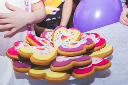 St. Valentines Day, Mothers Day, Birthday Cake. A festive dessert in the shape of a heart.Lgbtqia pride. Bakery food decor. Conceptual art. cakes, Delicious and sweet, covered with icingの写真素材
