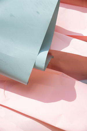 blue and pink crumpled paper background, texture for web design screensavers. Template for various purposes or creating packaging.Color roll paperの写真素材