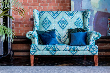 Interior Of An Oriental Decorated Room, Moroccan Style in living room. Moroccan Style in living room.coziness, vintage, retro concept.の写真素材