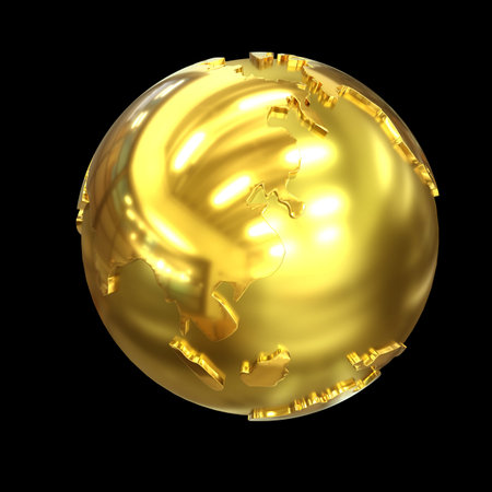World Globe Gold 3D Renderingのeditorial素材