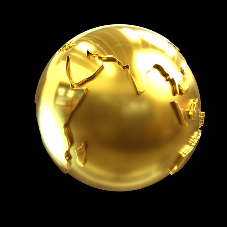 World Globe Gold 3D Renderingのeditorial素材