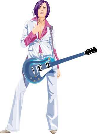 fashion model With a guitarのイラスト素材