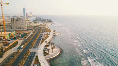 saudi arabia, jeddah northern corniche, drone shotのeditorial素材
