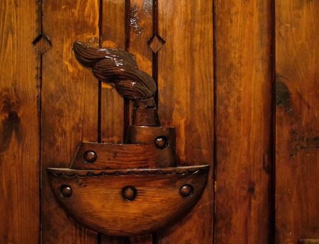 Boat - Wooden Decoration on the Wallの写真素材